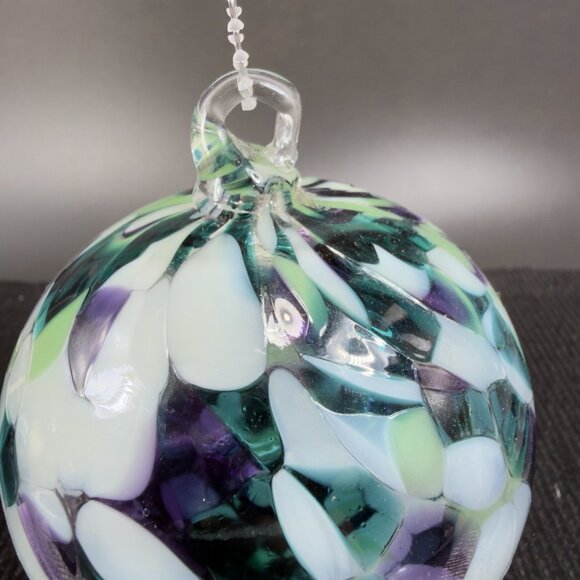 Hand Blown Studio Art Glass Orb Ornament Friendship Ball Witch Ball Multicolored - Picture 4 of 12